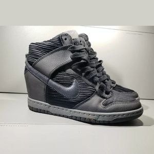 Women's Nike Dunk Sky Hi Black/ Grey Wedge sz 6.5